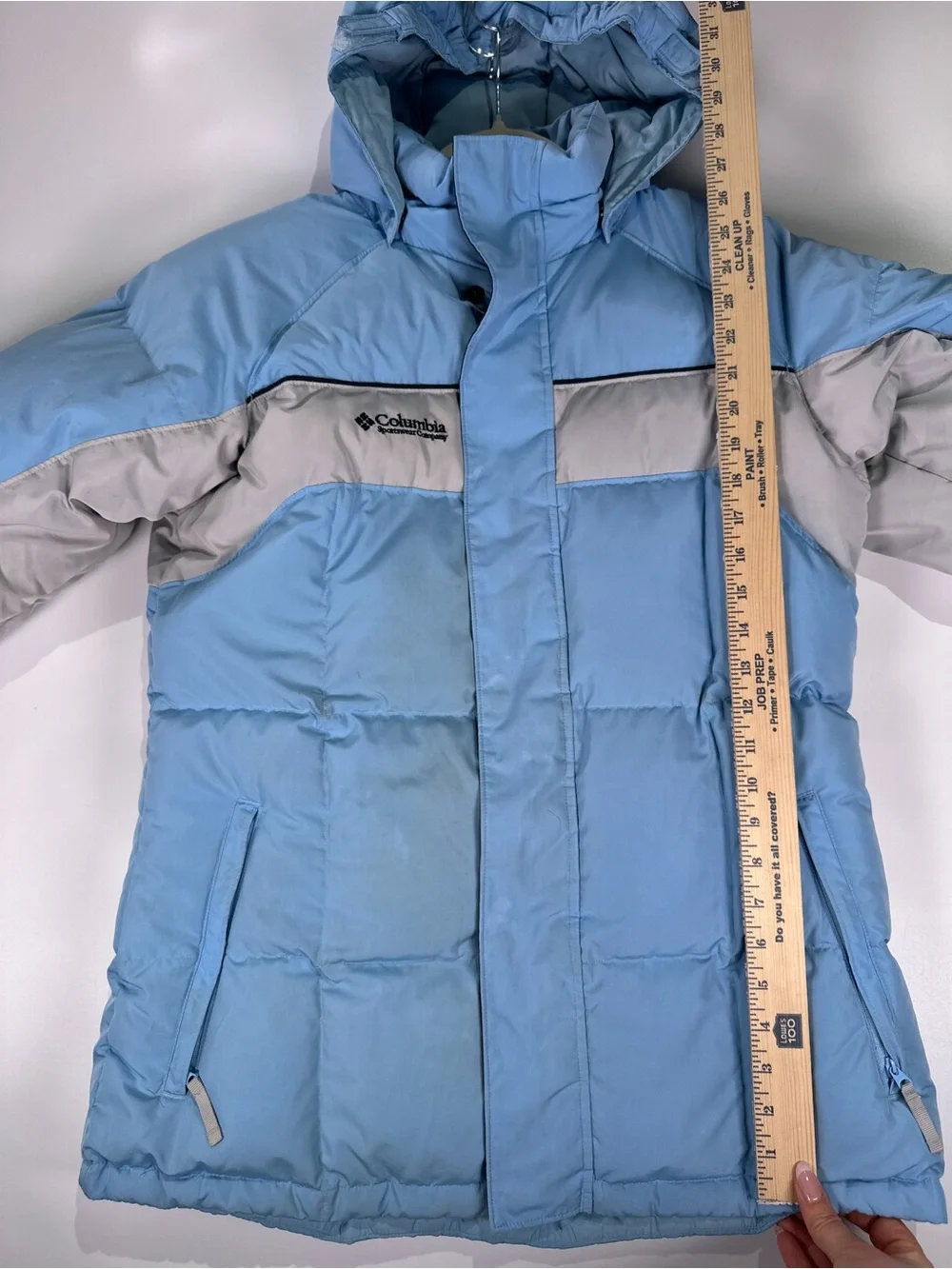 Columbia Down Insulated Colorblock Puffer Jacket Light Blue Youth XL